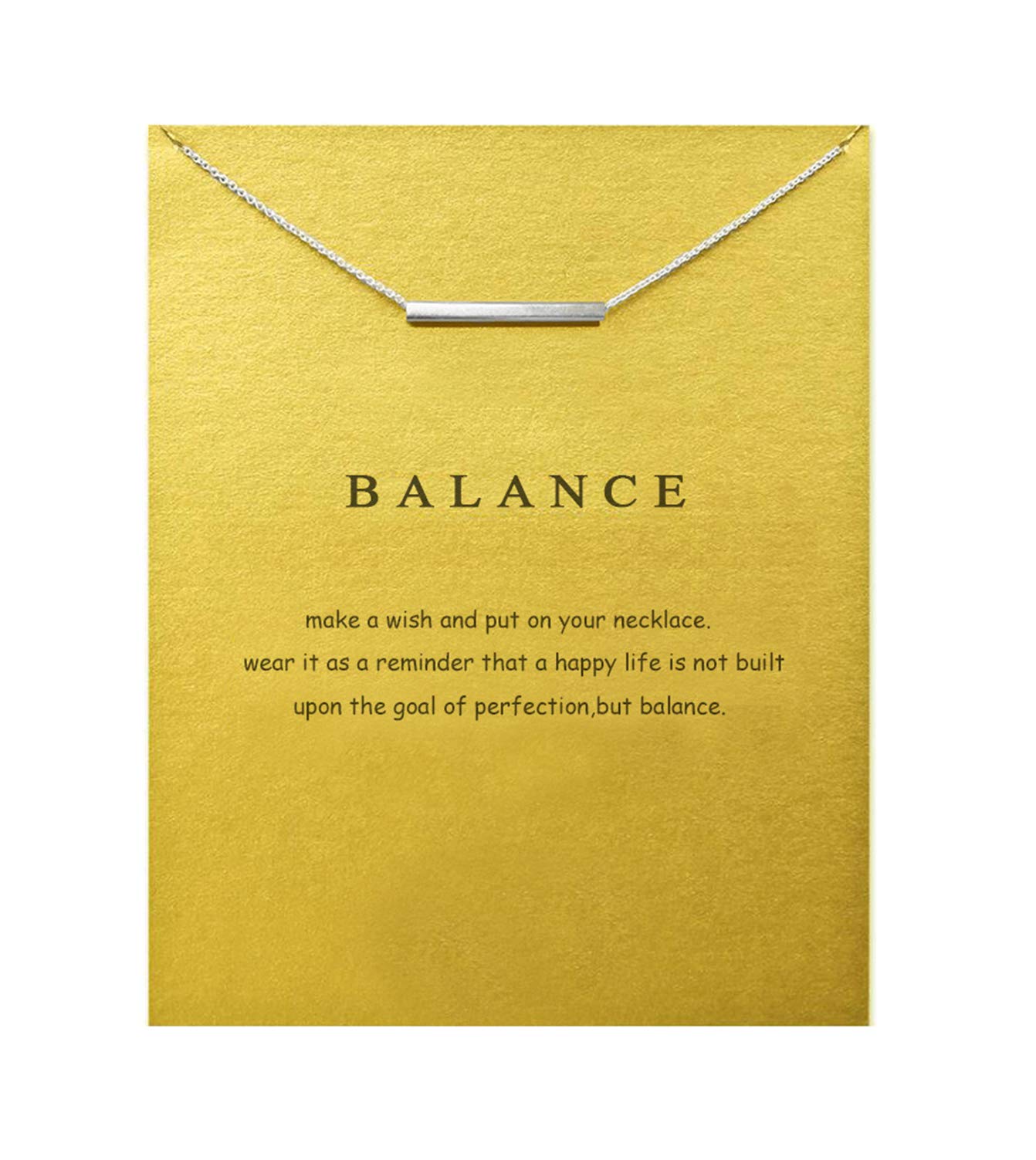 Hundred River Friendship Bar Necklace with Message Card Gift Card (sliver bar)