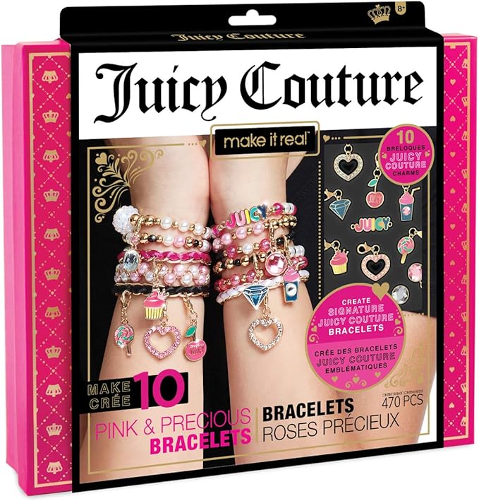 Make It Real - Juicy Couture Pink and Precious Bracelets - DIY Charm Bracelet Kit with Beads for Tween Jewelry Making - Je...