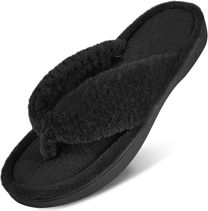 DL Women's Flip Flop Memory Foam Slippers with Cozy Terry Lining Soft Thong Slippers Slip on House Shoes with Indoor Outdo...