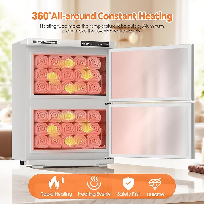 Double Hot Towel Warmer for SPA Professional Towel Heater Machine for Bathroom Salon Barber Estheticians 32L,White