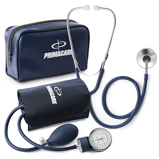 Primacare DS-9197-BL Professional Classic Series Manual Adult Size Blood Pressure Kit, Emergency Bp kit with Stethoscope a...