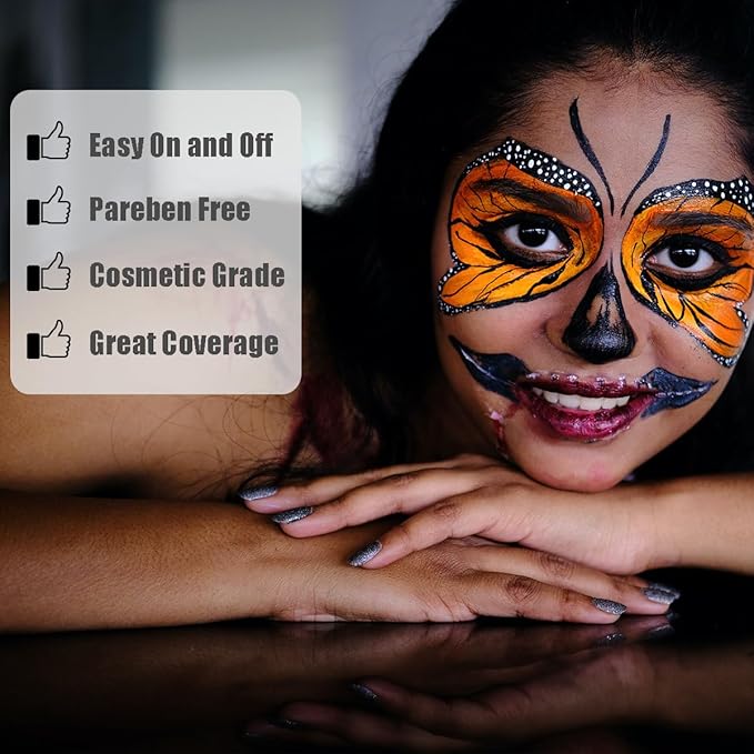 Bowitzki 30g Professional Face Paint Body Paint Water Based Face painting Makeup Safe for Kids and Adults Split Cake Single Color (Neon Blue)
