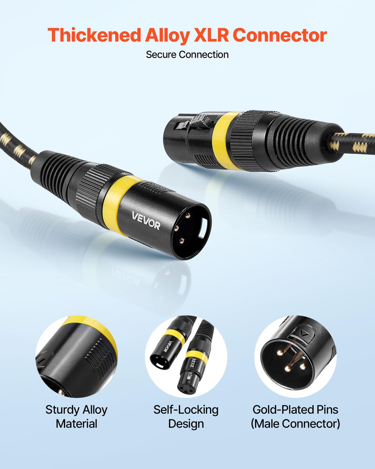 Vevor Xlr Cable 25 Ft, 6 Pack, Shielded Balanced Dmx Male To Female Microphone Cables, Gold-Plated 3-Pin Xlr Mic Speaker Cord Wi