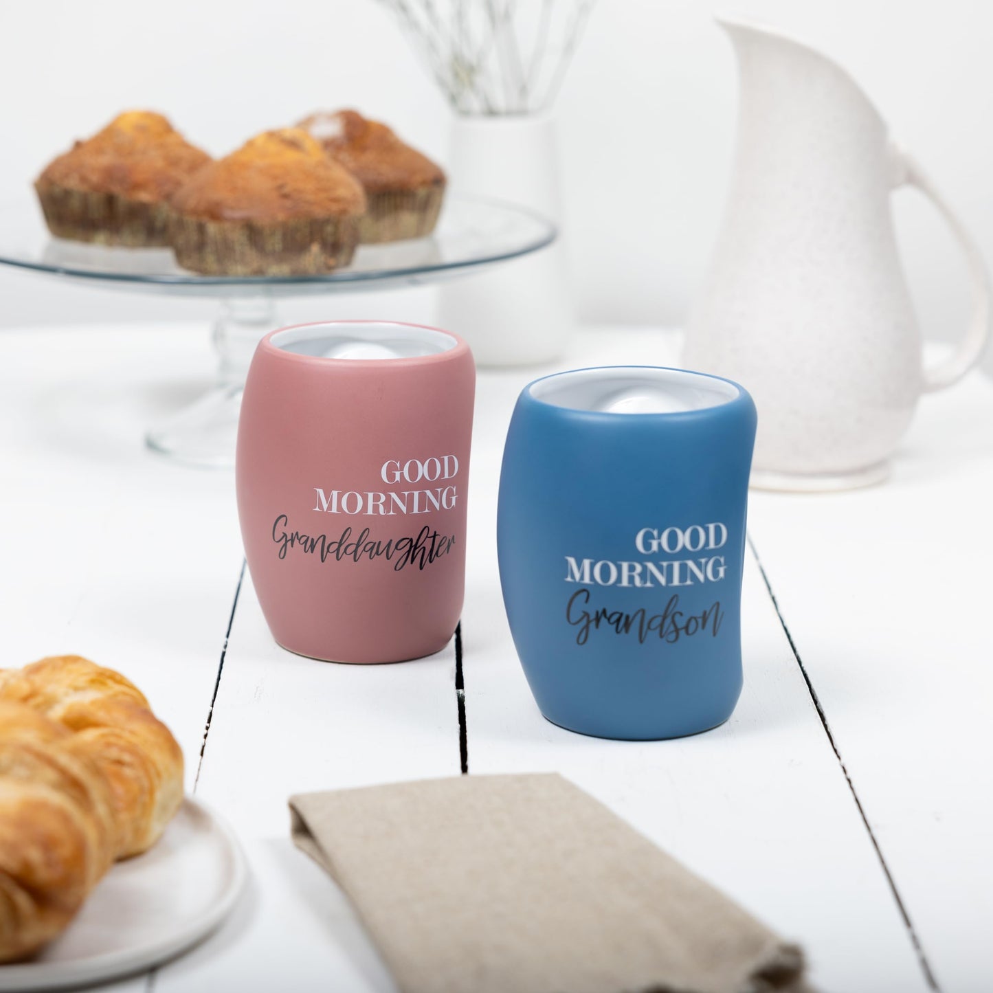 Pavilion Gift Company - Good Morning Grandson - 16 oz Blue Coffee Mug Tea Cup Gift From Grandma Grandpa Grandparents Birthday Long Distance Present