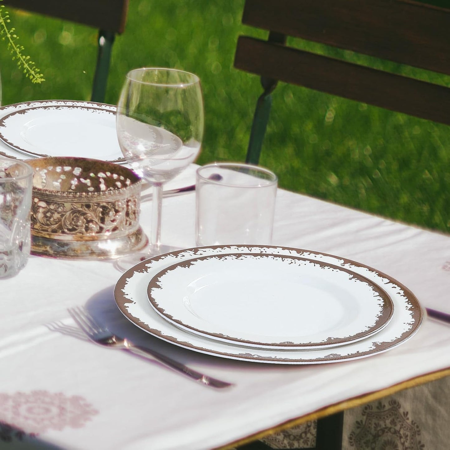 Melamine Dinnerware Set-12 Piece Melamine Plates and Bowls Set for 4,Lightweight yet Durable Dish Set,Camping/RV Unbreakable Serving Dishes, Dishwasher Safe, Off White