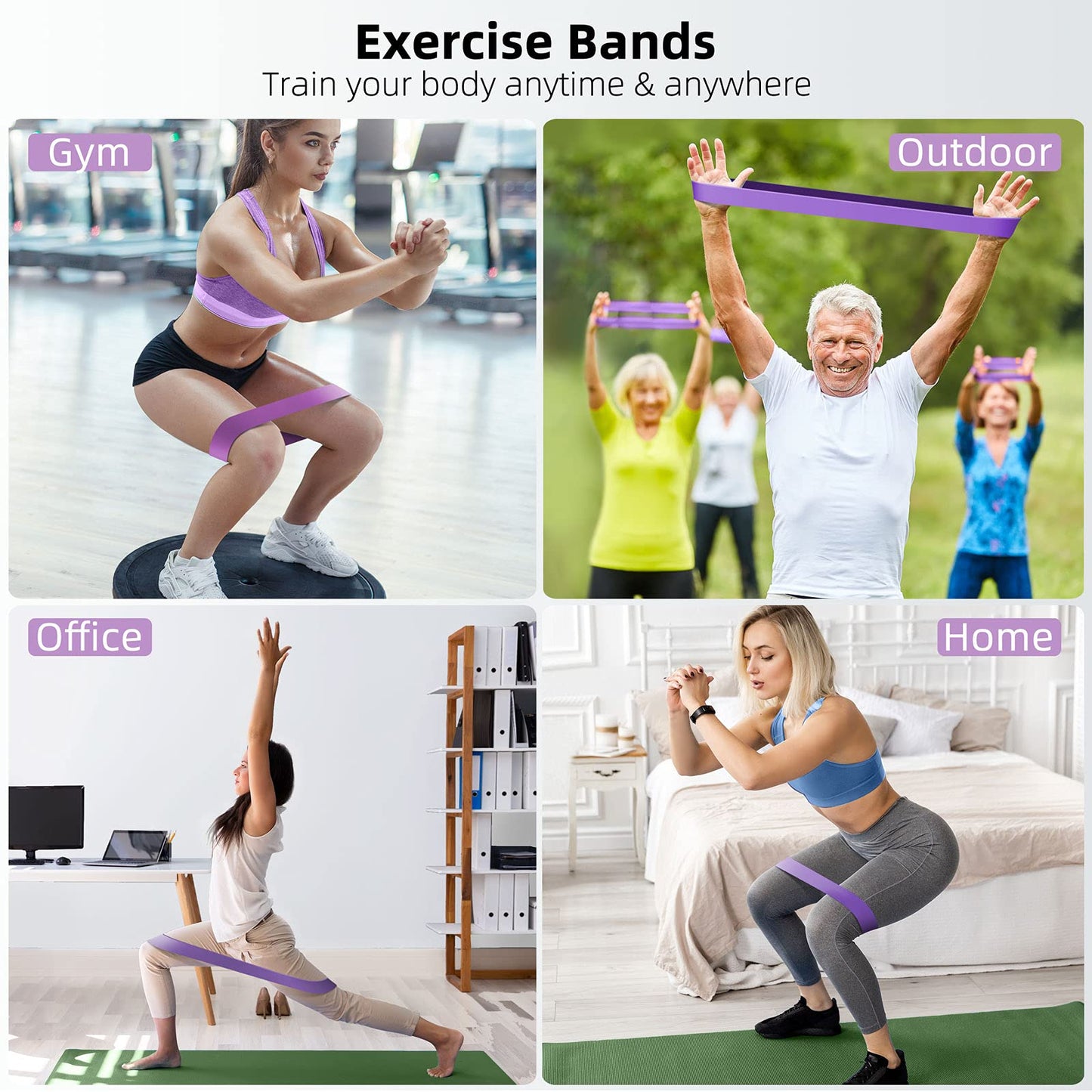Resistance Bands for Working Out, Elastic Exercise Workout Bands for Women and Men, 5 Set of Stretch Bands for Booty Legs, Pilates Flexbands