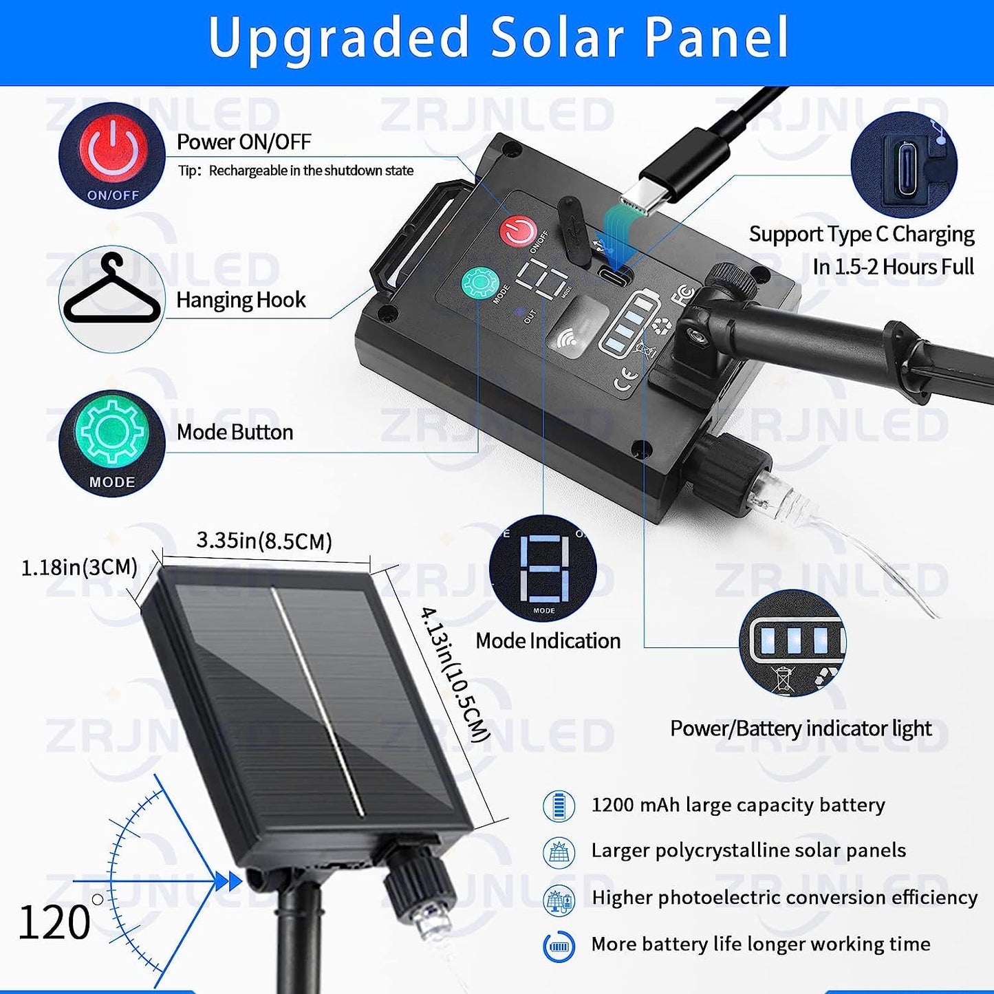 Solar Curtain Lights 10*10Ft 300LED Waterproof Waterfall Light with 8 Modes Remote Type C Charging Dimmable Timer Twinkle Fairy String Lights for Outdoor Christmas Gazebo Wedding Party Pergola Patio