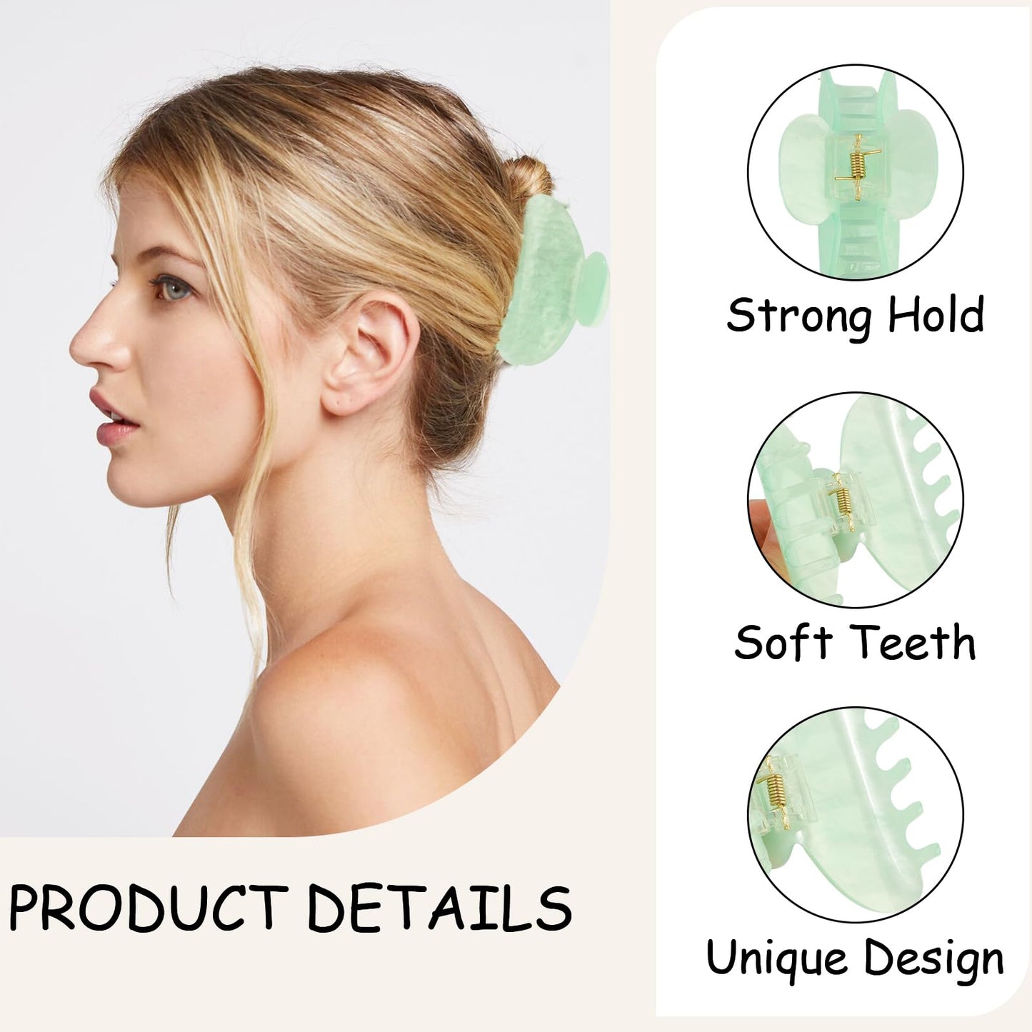 Vovii 4Pcs Acrylic Claw Clips for Women Hair Accessories, Medium Sized Cute Trendy Claw Clips for Thick Thin Hair (Green)