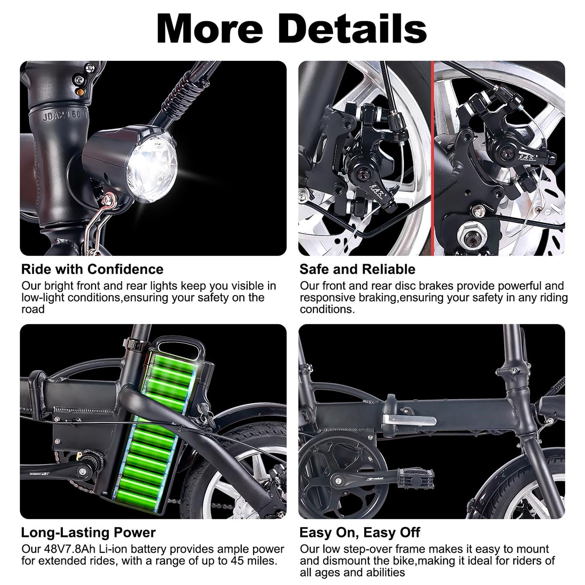 CEMOTO Electric Bike for Adults 350W Motor Folding Ebike 14" Adults Electric Bicycles 48V 10Ah Removable Battery UL2849 and GCC Certified up to 45 Miles