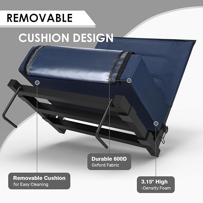 LLEVTIC Stadium Seats with Back Support,Bleacher Chairs with Cushion, Portable Folding Stadium Chair with Removable Cushion and Large Pocket for School Events Sports Game