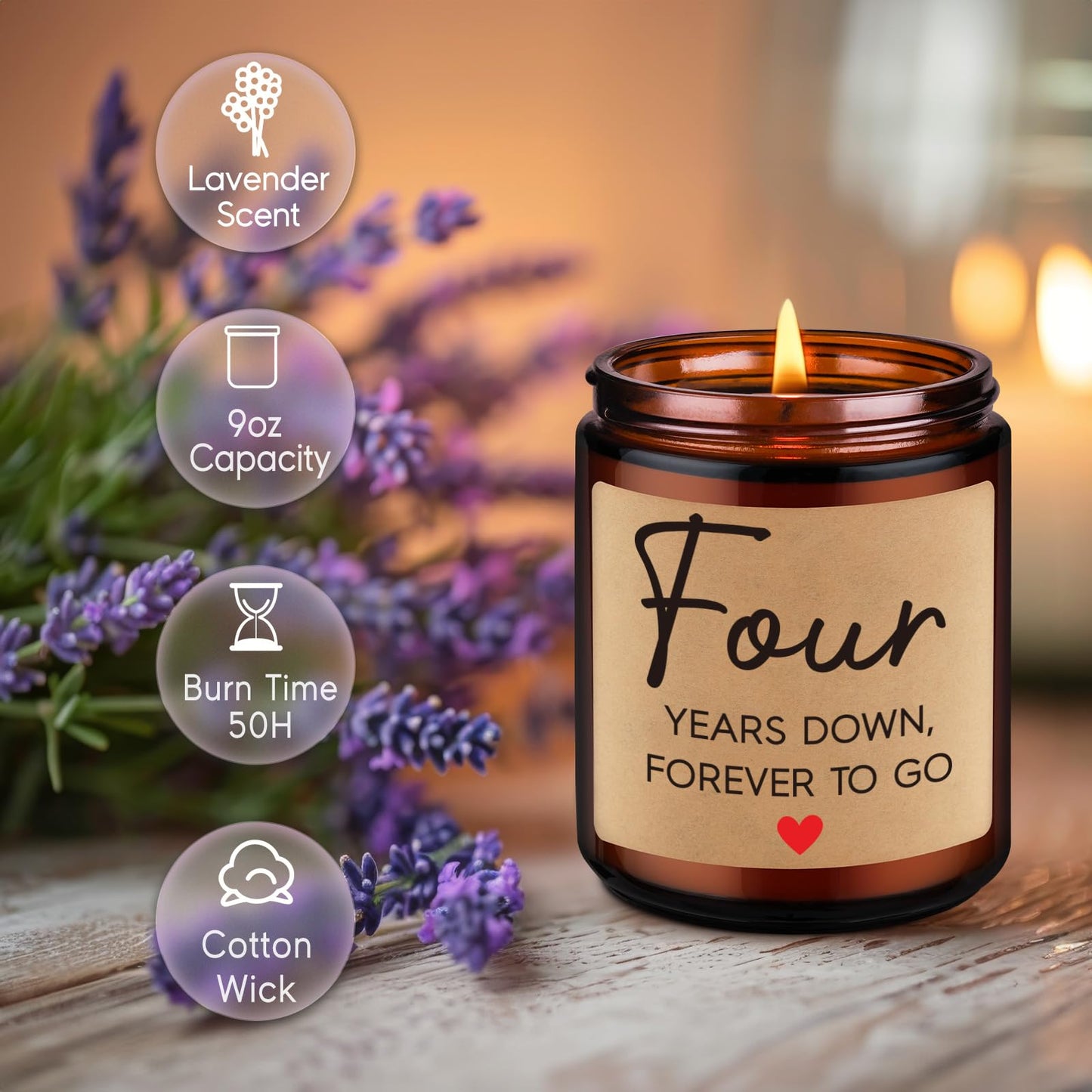 Fairy's Gift 4 Year Anniversary Candle Gifts for Him Her Husband Wife Boyfriend Girlfriend, 4th Anniversary Couples Gifts Ideas, 4th Wedding Anniv. Happy Presents for Couple, Happy Fourth Year Anniv.