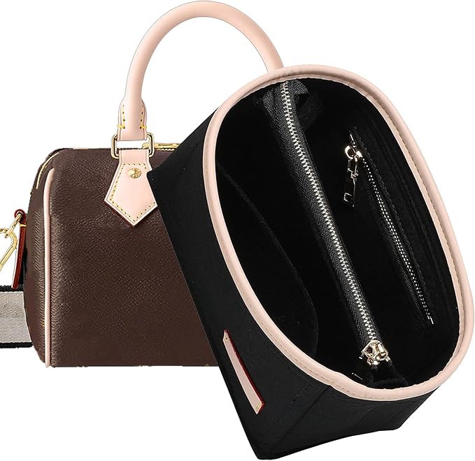 Doxo Purse Organizer Insert, Bag Organizer for Tote & Handbags, Bag in Bag, Perfect for LV Speedy 20,Alam BB,Petit Noe and More(Black,Small)