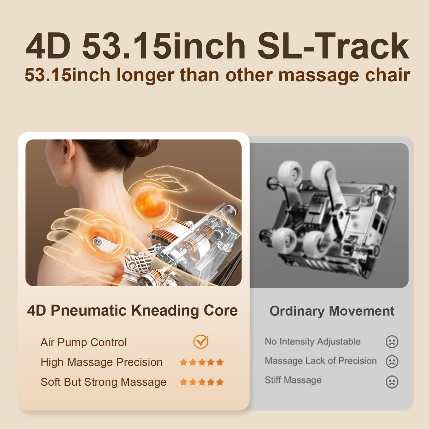 Amzyes 4D Massage Chair Full Body, 20 Modes Zero Gravity Massage Chair with 53.15 Inches SL Track, Foot Massage, Neck and Shoulder Massage, Shiatsu, Bluetooth Speaker, Home, Grey