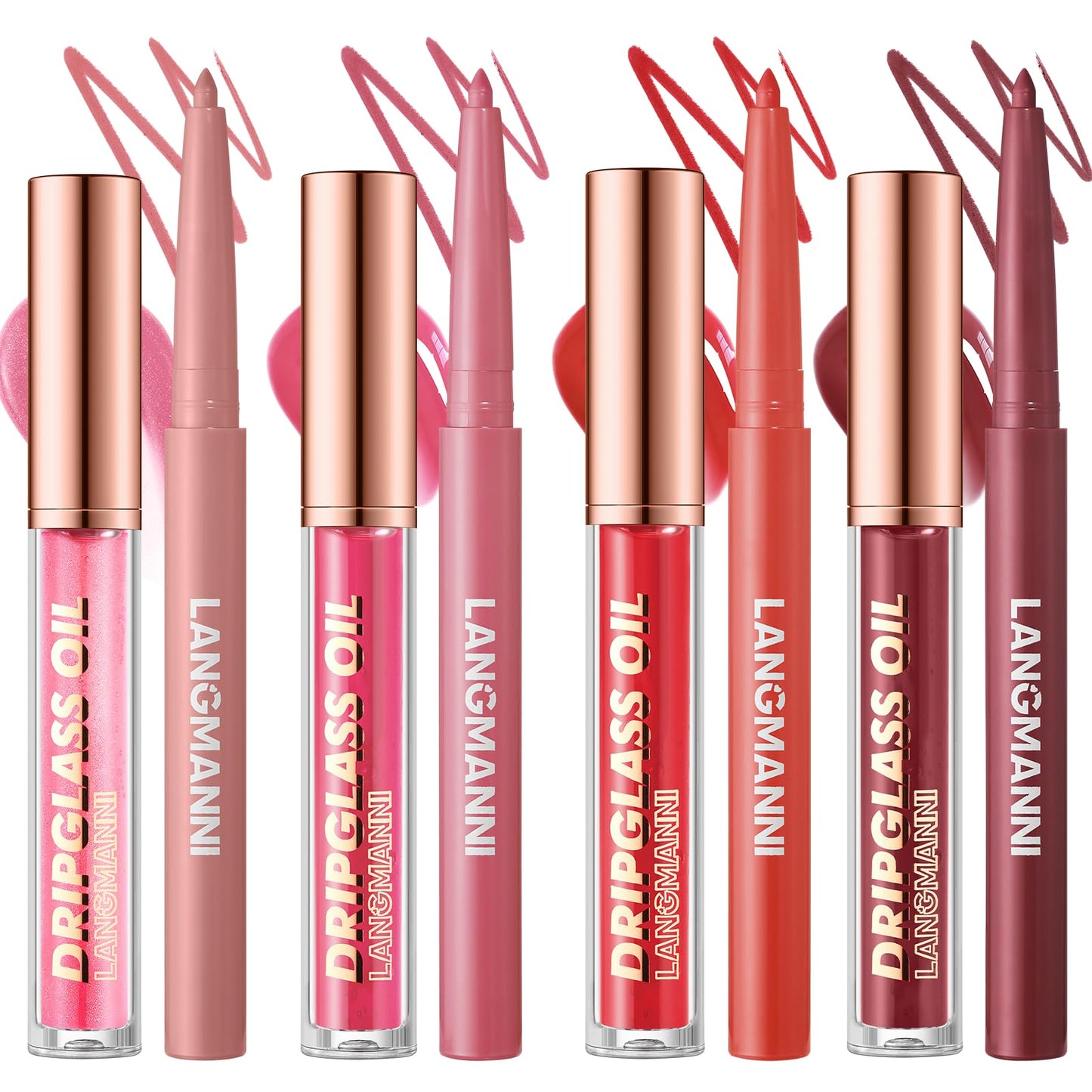 Jolilab Matte Lip Liner Lip Oil Set, Lip Makeup Set Natural Smooth Long-Lasting And Hydrating Beauty Daily Cosmetics Gift for Gi