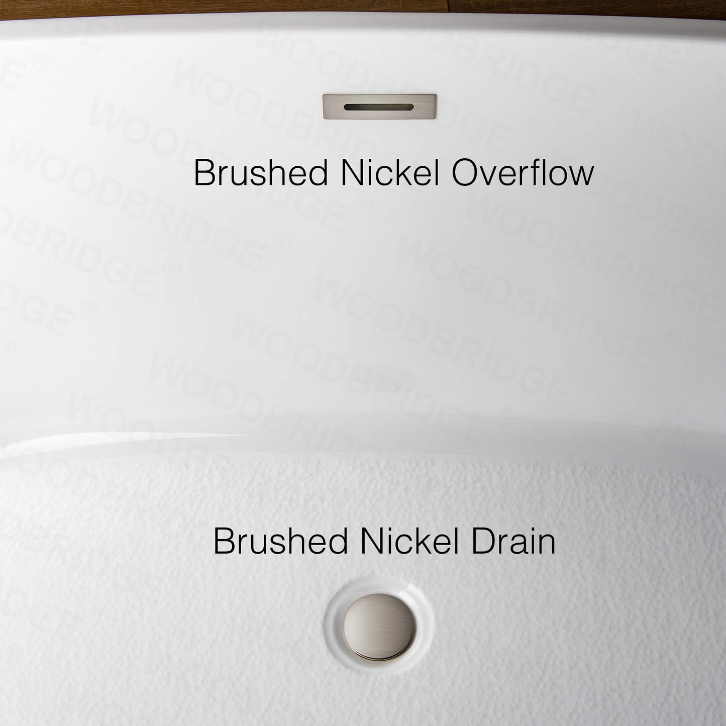 WOODBRIDGE 59"Freestanding White Acylic Soaking Bathtub with Brushed Nickel Drain and Overflow,BTA1518 -B/N-Drain &O