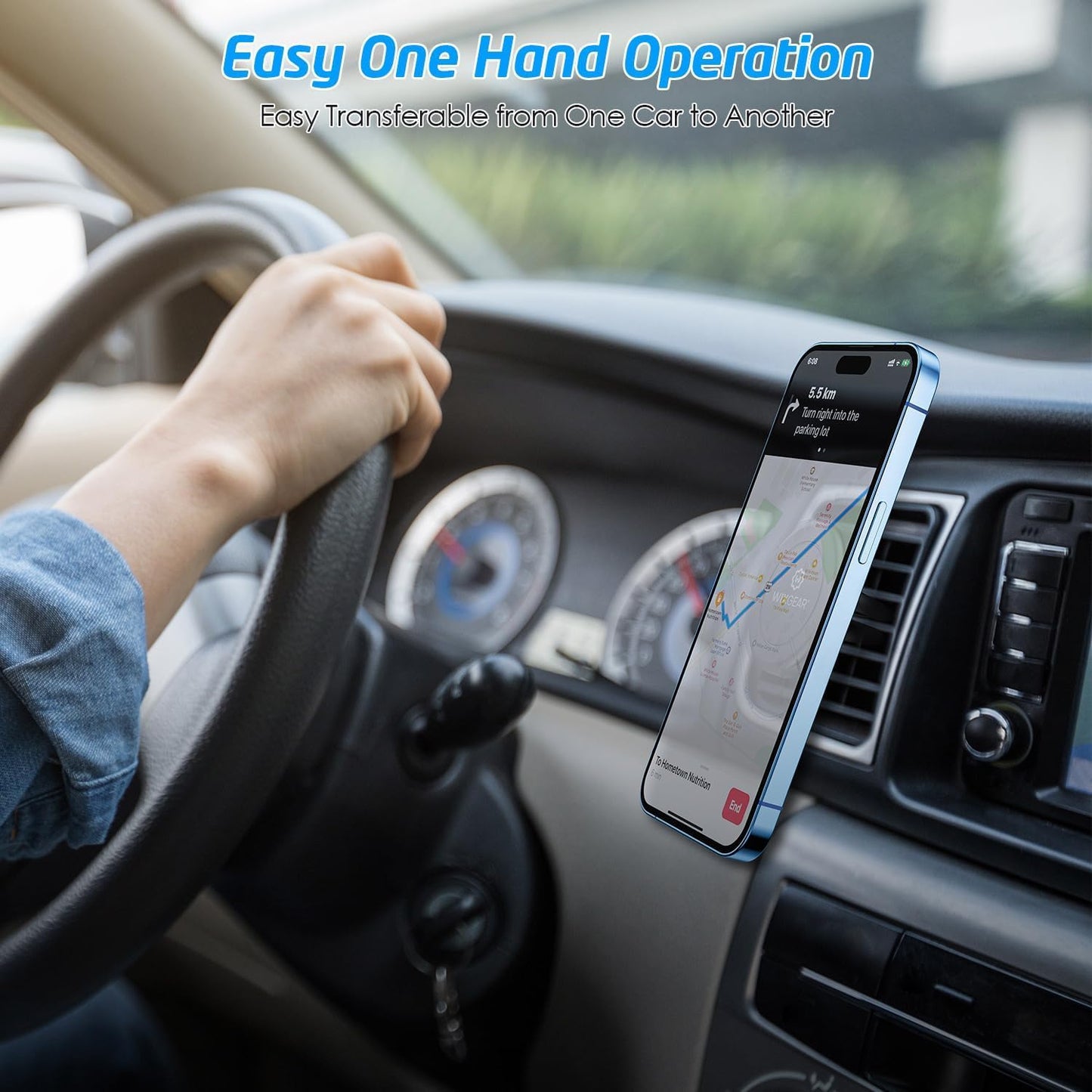 Wixgear Universal Air Vent Magnetic Phone Car Mount Holder With Fast Swift-Snap Technology For Smartphones And Mini Tablets, Bla