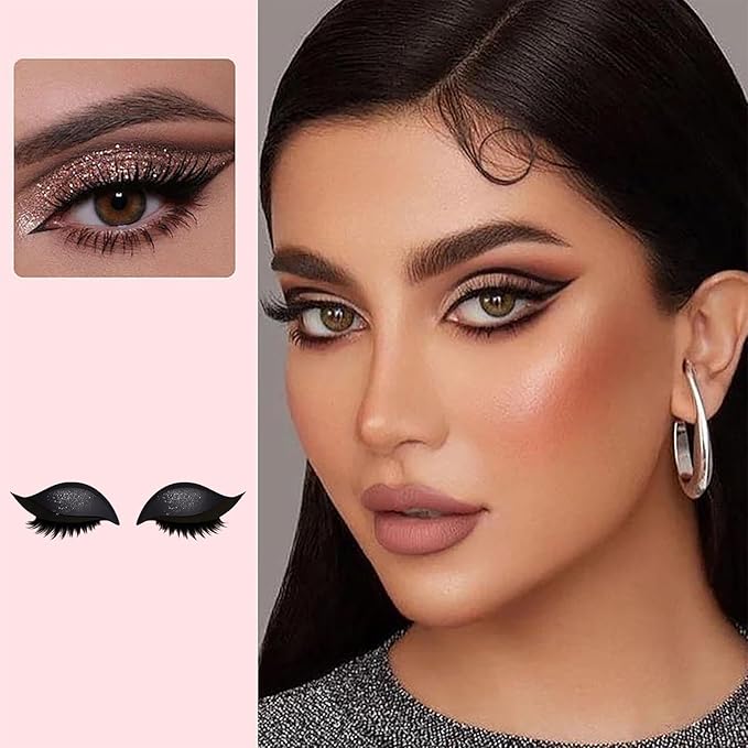 Lazy Eye Shadow Eyelash Patch, 2-In-1 Self-Adhesive Natural Waterproof Eyelashes Stickers,Reusable Fast Eye Makeup with False Lashes,Shadow, No-Mascara Look for Party, Prom