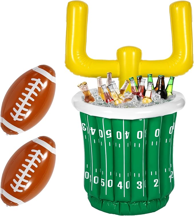 Zhanmai 3 Pcs Large Football Inflatable Cooler Football Drink Cooler Inflatable Serving Bar Food Container Inflatable Drin...