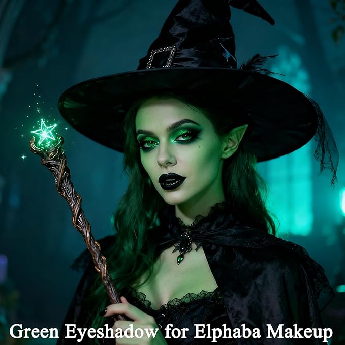 MEICOLY Light Green Eyeshadow with Mirror,Forest Green Matte Eye Shadow Palette for Wicked Witch Elphaba Makeup,Pressed Powder Single Eyeshadow for Women and Girls,Eye Makeup Eyelid Color,High Pigment