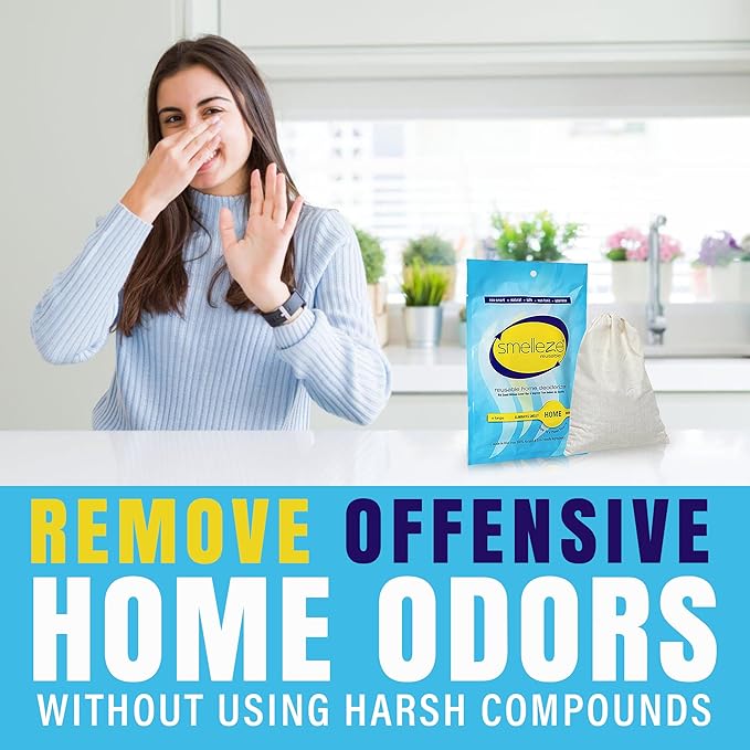 SMELLEZE Reusable Home Smell Removal Deodorizer Pouch - Natural Odor Eliminator for Home, Rids Stinky Odor Without Harmful Fragrances in 150 Sq. Ft.