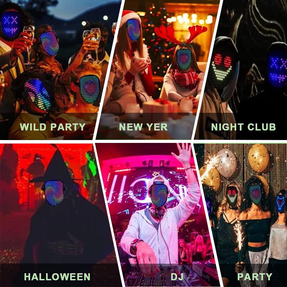 CASEIER Led Mask, Led Face Mask - 2025 Upgraded Led Mask Halloween with Gesture Control Light Up Toy for Kids, Perfect Gifts for Christmas and New Year