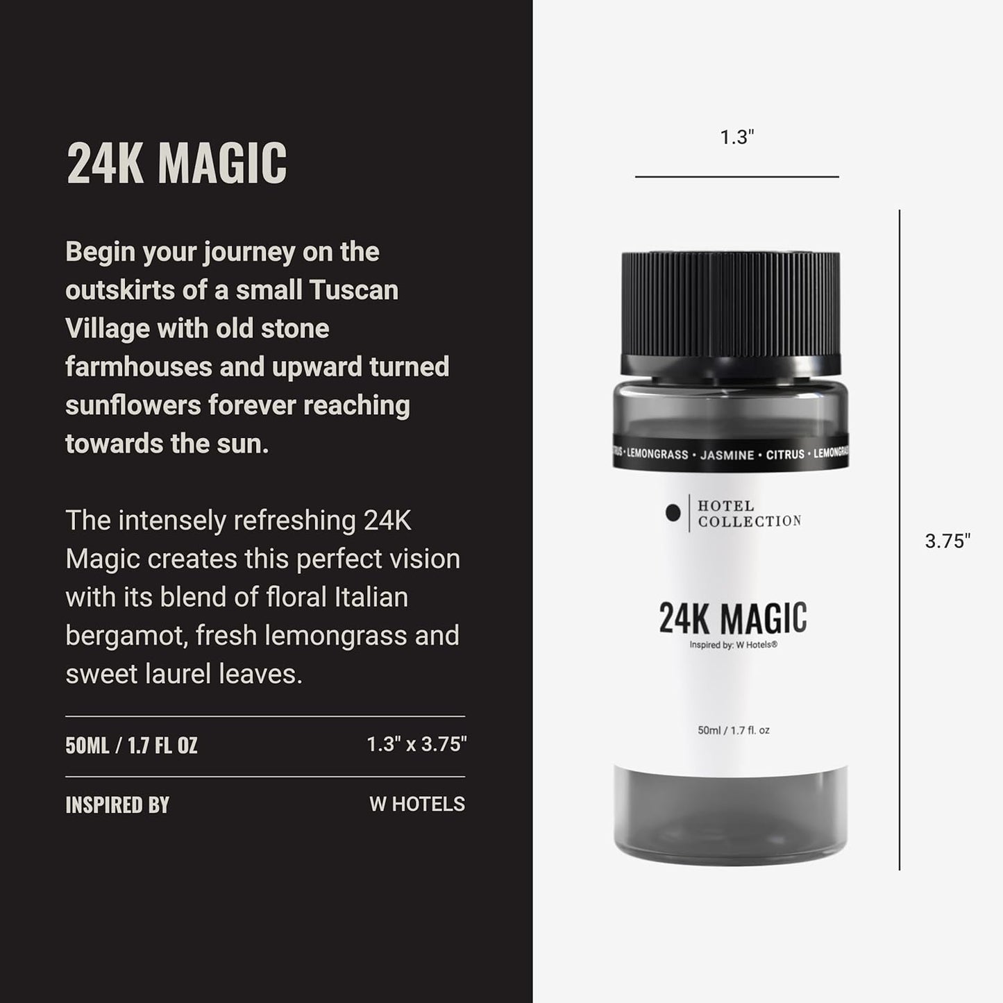 Hotel Collection Diffuser Oil - 24K Magic - Aromatherapy Essential Fragrance Oil - Citrus, Lemongrass, and Jasmine - 50mL 1.7 Fl oz