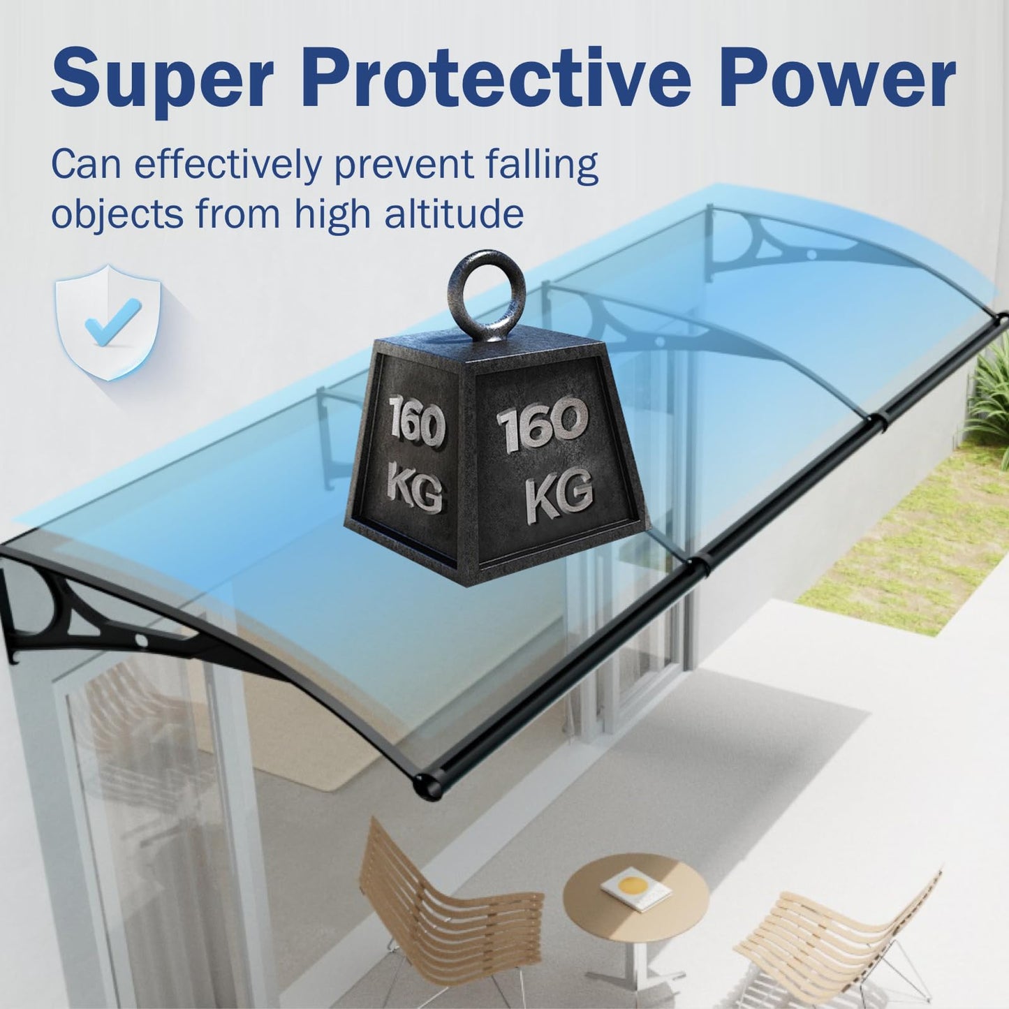 Awning for Door Entrance,Window Door Awnings Exterior, Awning with Polycarbonate Board Aluminum Bracket for Porch Patio Deck,Protect Against Light, Rain and Snow