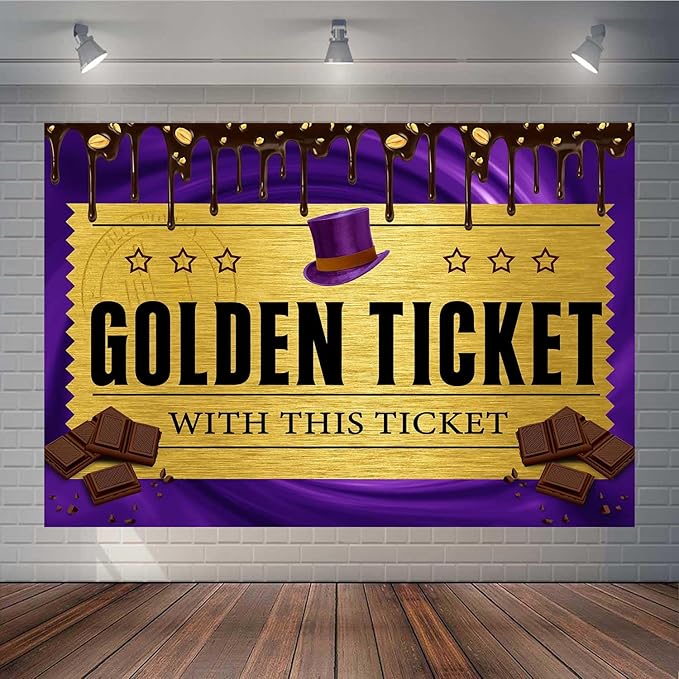 TOAOFY 7x5FT Chocolate Factory Backdrop Golden Ticket Backdrop Candy Party Background Kids Birthday Party Banner Baby Show...