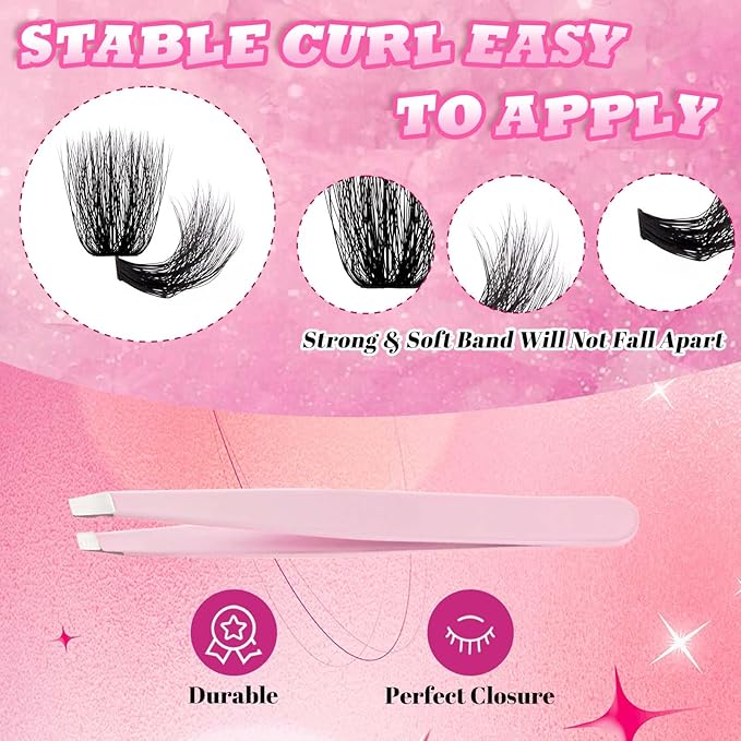 FADLASH Lash Extension Kit 80D Lash Clusters D Curl DIY Eyelash Extension Kit with Lash Bond and Seal Lash Applicator 3D Effect Lash Cluster Kit fluffy (80D Kit, Mix 10-18mm)
