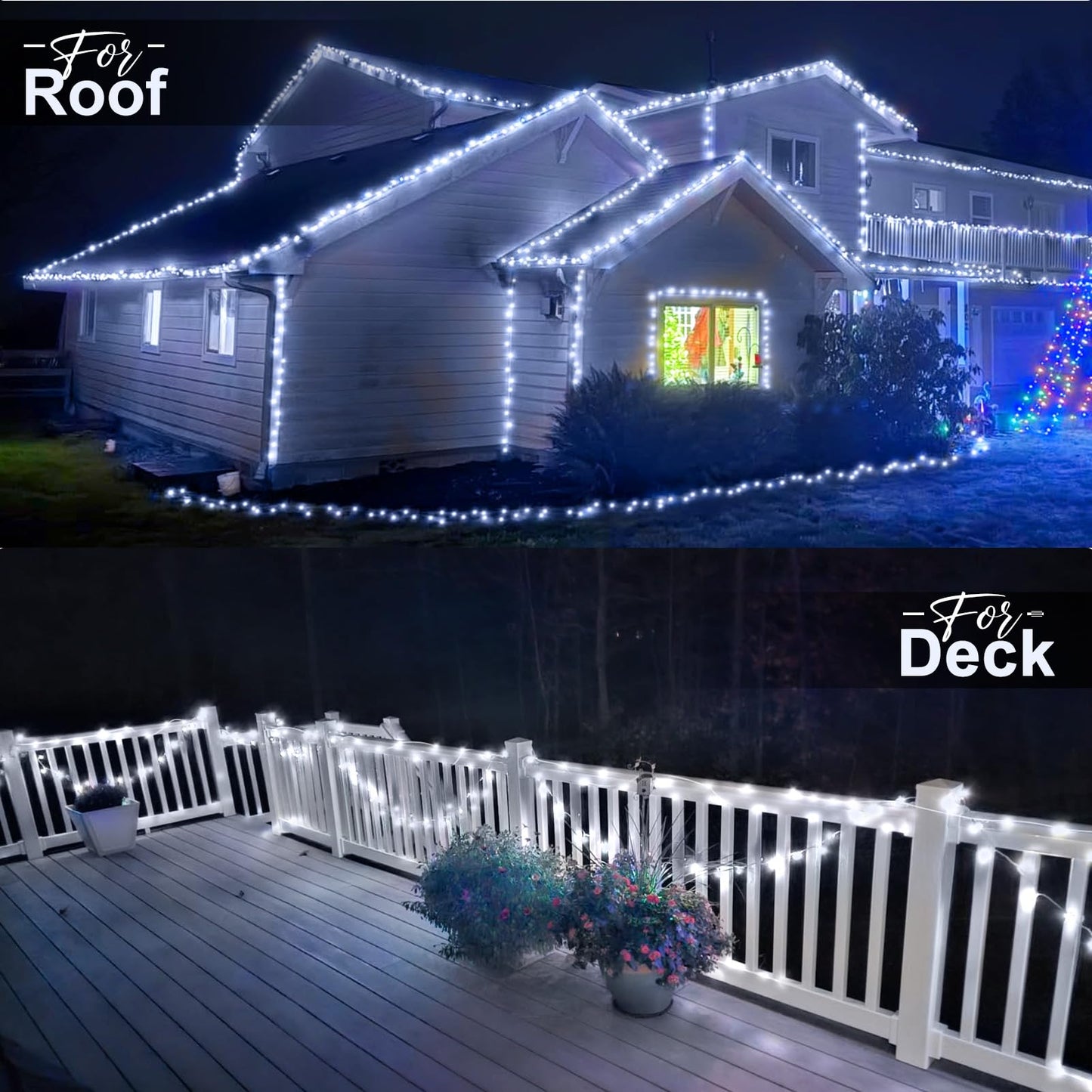KNONEW 403ft 1000 LED String Lights Outdoor Christmas Lights 8 Modes & Timer Fairy Light Plug in Waterproof LED String Lights for Xmas Yard Tree Wedding Party Holiday Decorations (Cool White)