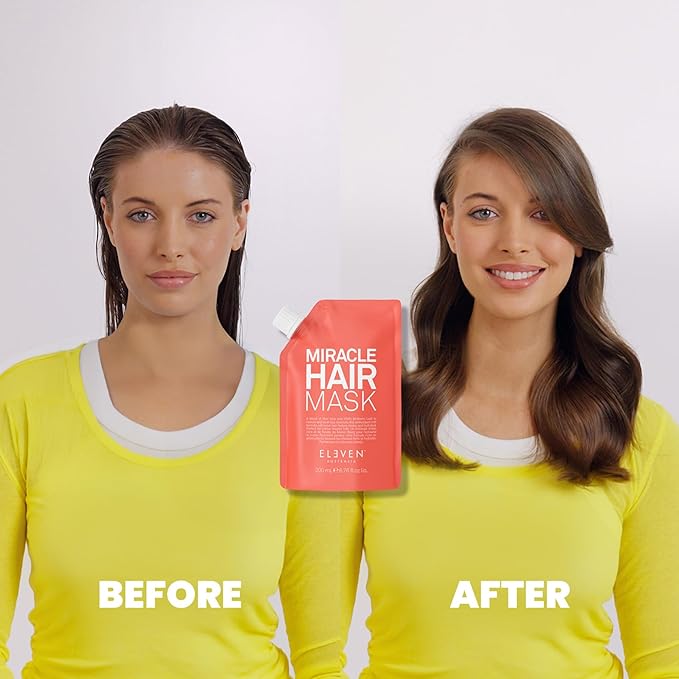 ELEVEN AUSTRALIA Miracle Hair Mask for Dry Damaged Hair - Deep Conditioning Treatment for Men & Women, Restores Moisture & Helps Damage, Hydrating & Moisturizing, Nourishing Formula - 6.8 fl oz
