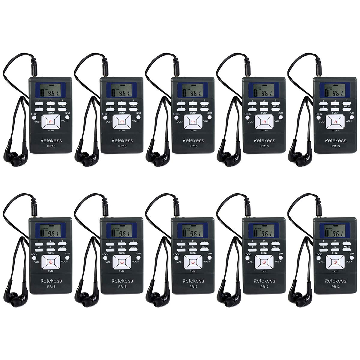 Retekess Pr13 Portable Fm Receiver, Mini Fm Radio Dsp With 24 Hour Clock For Drive-In Church, Teaching, Simultaneous Translation