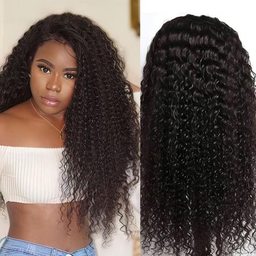 13x6 Curly Wave Lace Front Wigs Human Hair 180% Density 26 Inch Deep Jerry Curly Human Hair Wig for Women HD Lace Frontal Wigs Pre Plucked Natural Black