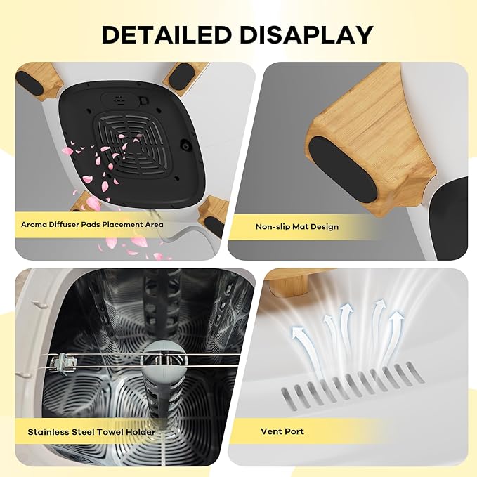 Senfot Towel Warmer Bucket, 20 L Towel Dryer Heater Blanket Warmer with Heating & Drying Modes, Led Display, Timer & Auto Shut Off, Compact for Bathrooms, Spas, Apartments