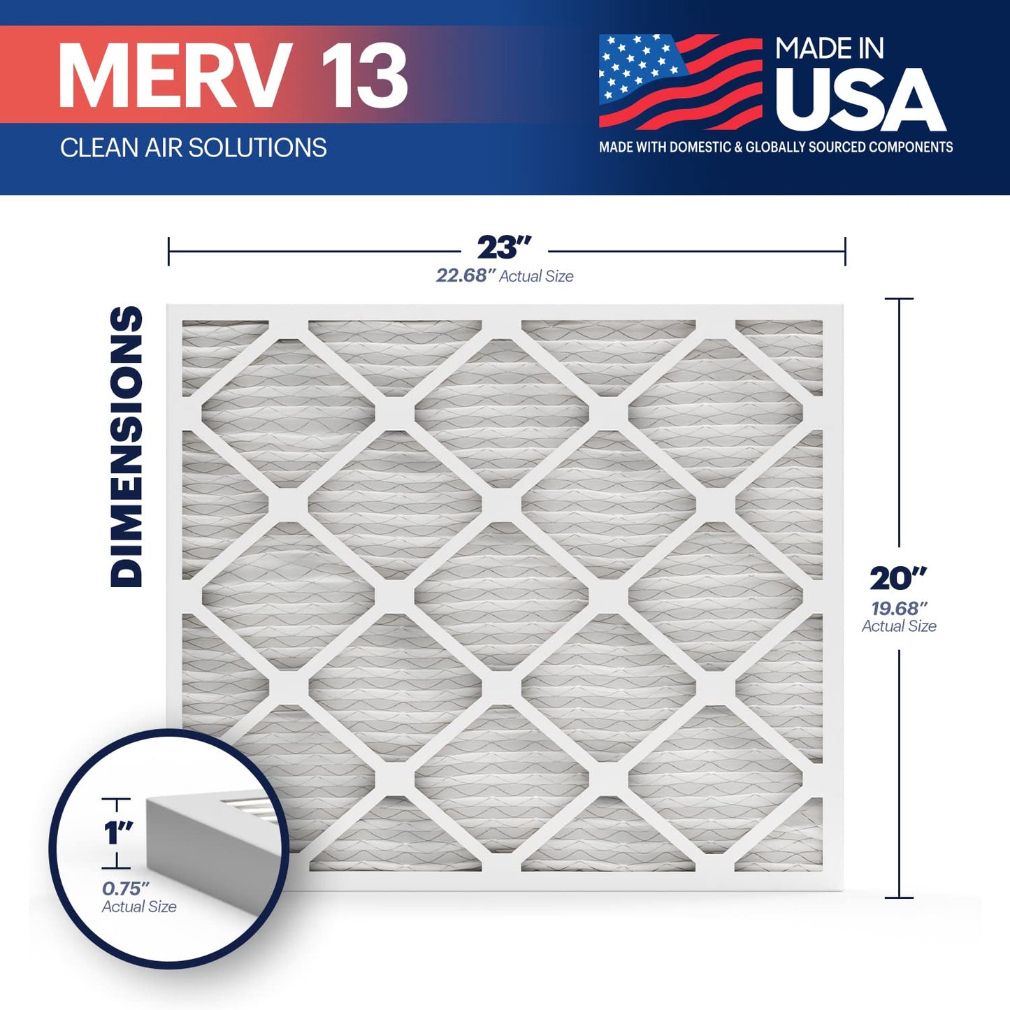 Bnx Trufilter 20X23X1 Air Filter Merv 13 (4-Pack) - Made In Usa - Electrostatic Pleated Air Conditioner Hvac Ac Furnace Filters