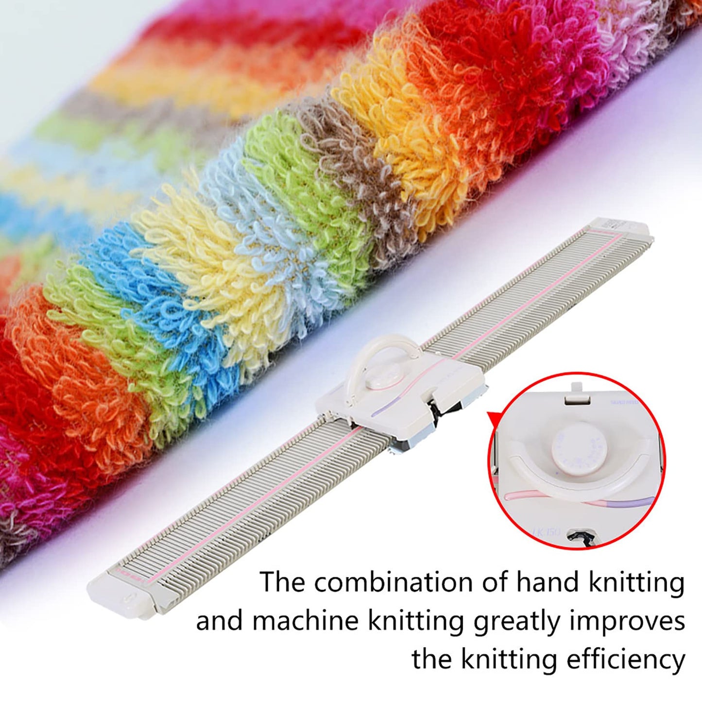 LK150 Knitting Machine Silver Reed Knitting Machine LK150 6.5mm Mid Gauge 150 Stitches Plastic Domestic Automatic Knitting Machine Includes Yarn Needles Accessories for Adults/Kids