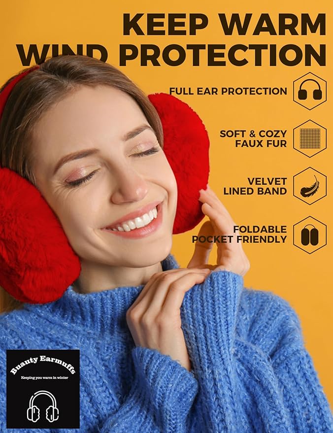 Buauty Ear Muffs Winter Women Men Soft Earmuffs Cute Ear Covers Cold Weather Fluffy Ear Warmers Headband Winter Accessories