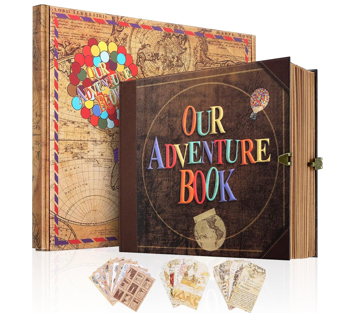 Our Adventure Book Scrapbook, Photo Album 146-Page, Retro Embossed Travel Scrapbook, Up Memory Book for Couples, Gifts, Anniversary, Wedding (8.9 * 7.7 in)