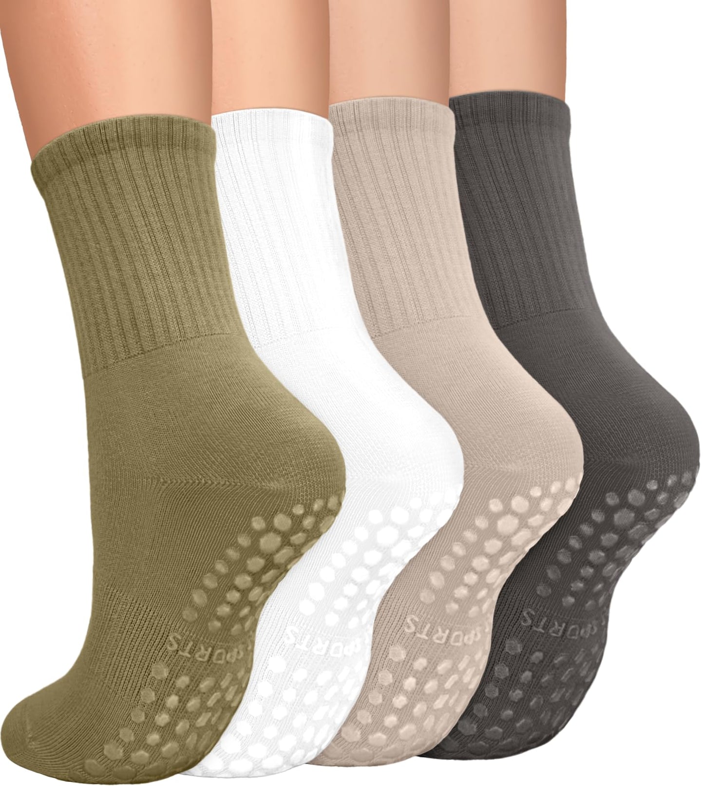 yeuG Non Slip Pilates Socks with Grips for Women, Grip Socks for Yoga Ballet Barefoot Workout Anti Skid Athletic Socks
