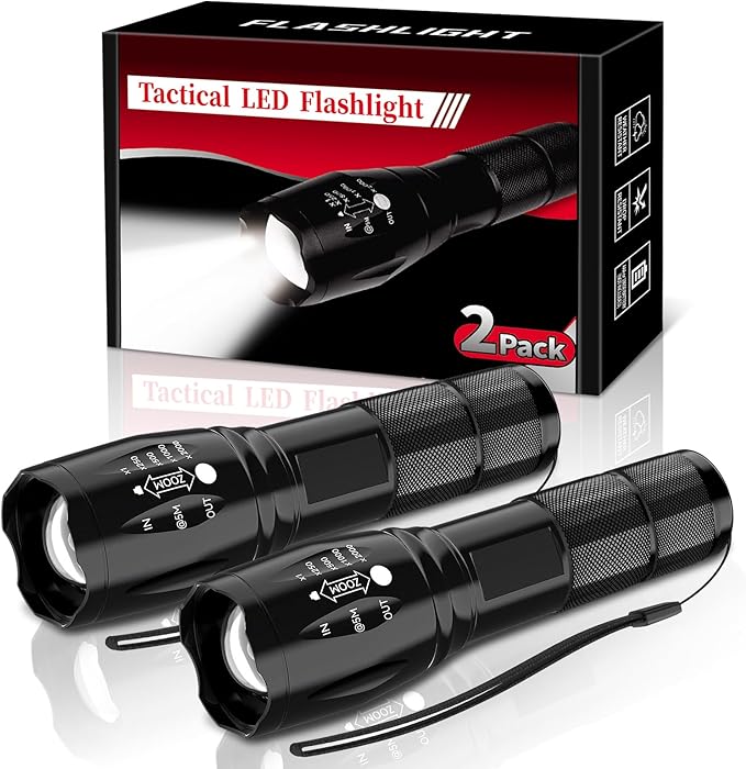 BESTSUN LED Flashlight 2 Pack, Small Flashlights Powerful High Lumens 5 Modes, Waterproof Zoomable Mini Flash Light for Ho...