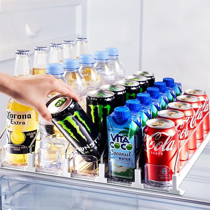 Drink Organizer for Fridge, Soda Can Dispenser for Refrigerator, Automatic Drink Dispenser for Fridge Holds up to 25 Cans,...