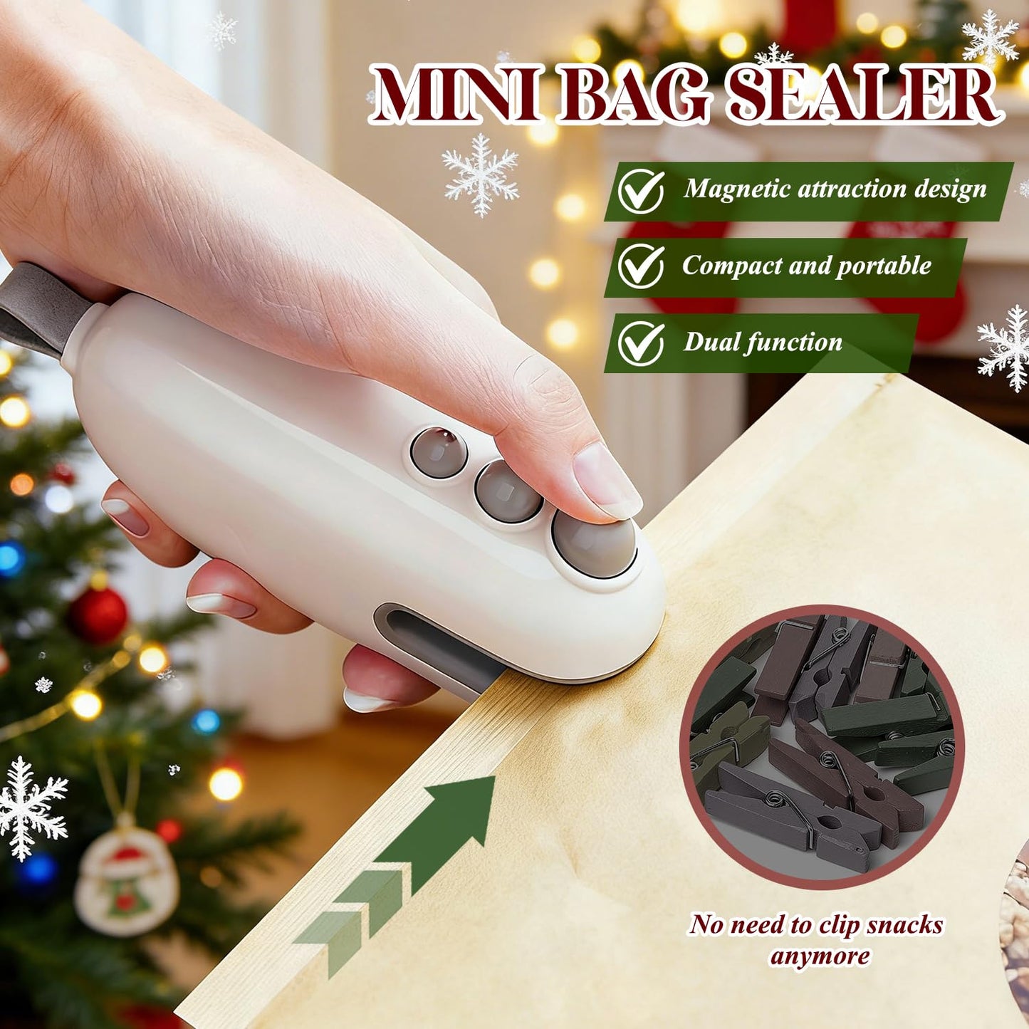 2026 Portable Handheld Vacuum Food Sealer Bag,Mini Bag Sealer, 2 in 1 Rechargeable Chip Bag Sealer Heat Sealer for Plastic Bag Snack Bag Food Storage (white)