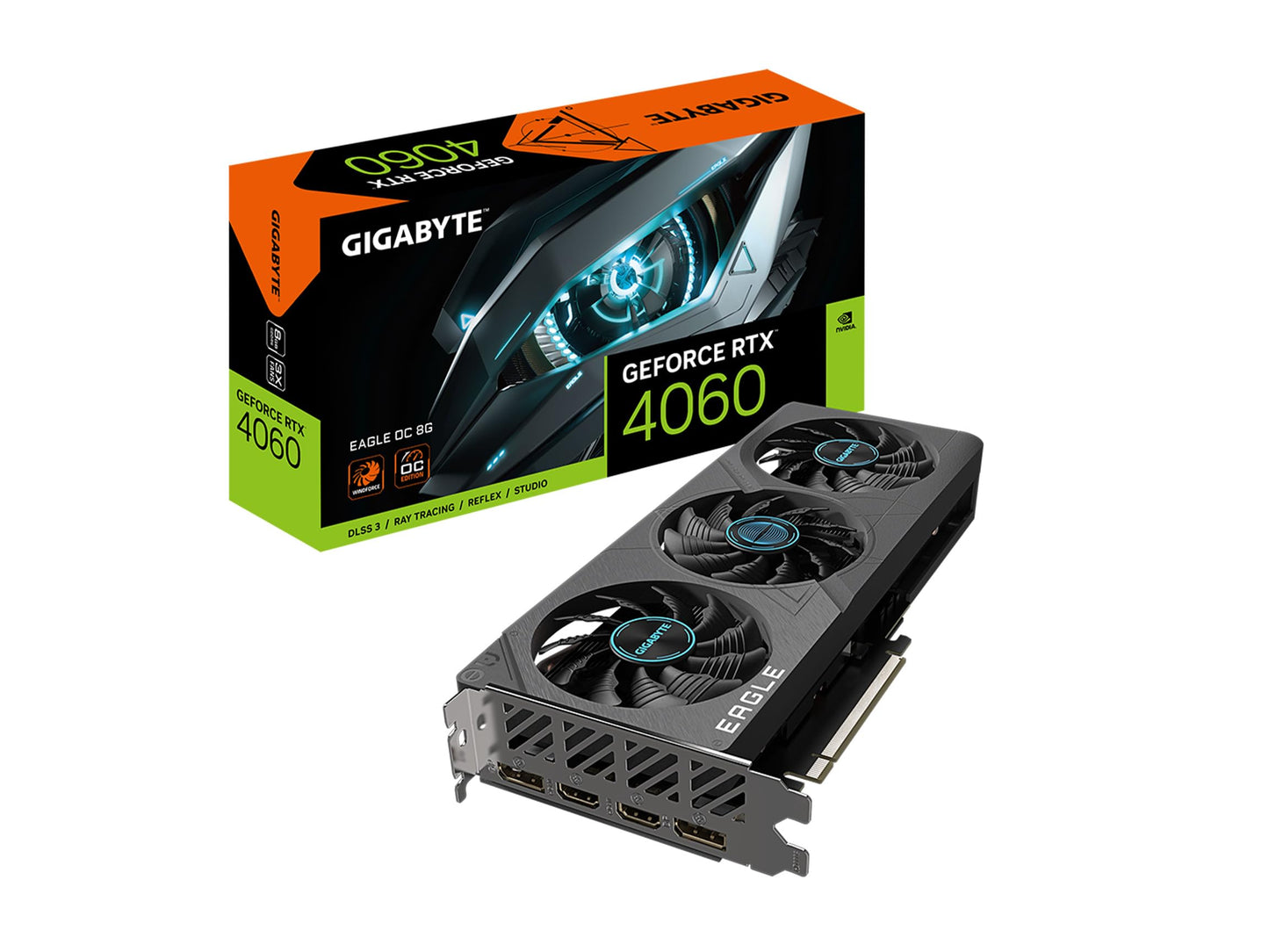 GIGABYTE GeForce RTX 4060 Eagle OC 8G Graphics Card, 8GB GDDR6, 128-bit, 3X WINDFORCE Fans, Model GV-N