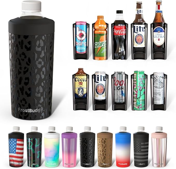 Frost Buddy Universal XL Can Cooler - Fits All - For 12, 16, 20, and 24 ounce Bottles - Insulated Double-Walled Stainless ...