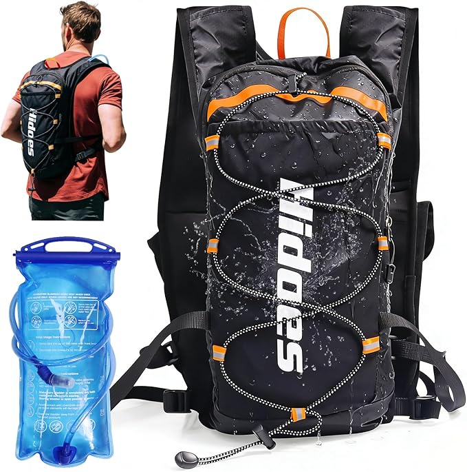 Lightweight Hydration Backpack with 2L Hydration Bladder & Compass & Whistle, Touch Phone Pocket, Breathable Reflective Hy...
