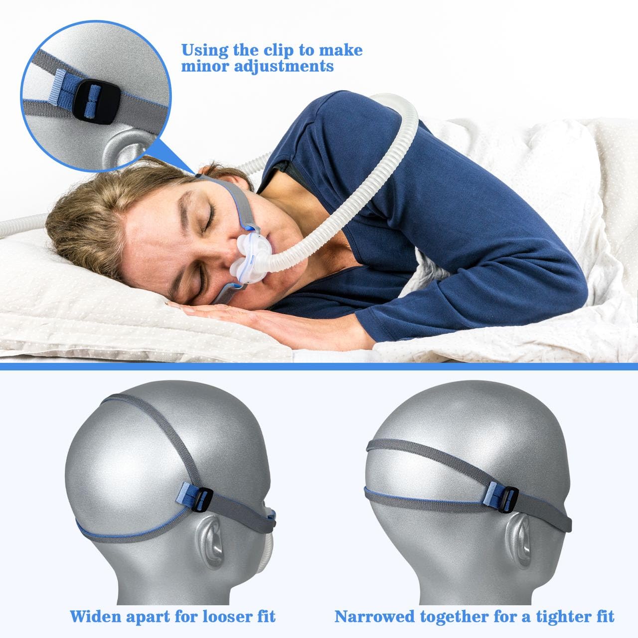 Upgrade Airsense 11 10 Headgear Straps Fully Adjustable CPAP Replacement Supplies Upgraded Headgear Straps for Airfit P10 N30 Airsense 10 11 Nasal Pillow Mask - 2 Pack Black
