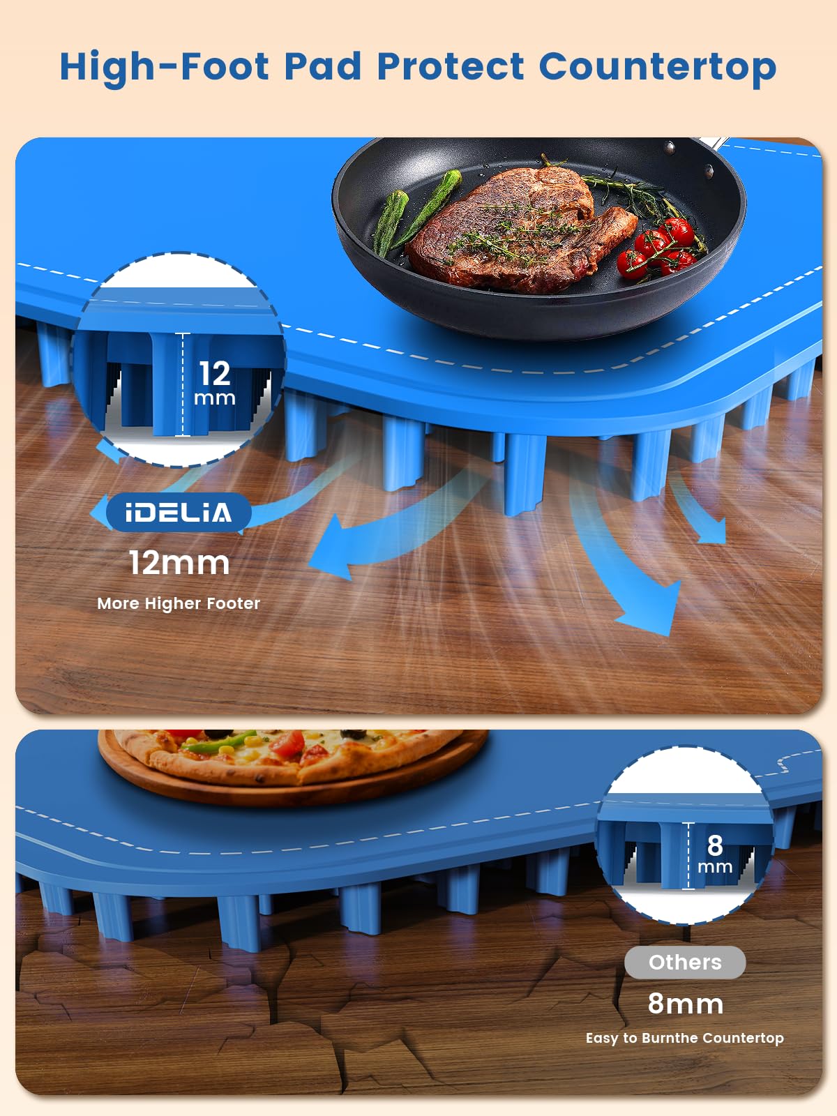 Food Warming Mat Electric Heating - Portable Silicone Warming Tray with 7 Temperature Settings and 8 Hours Timer for Party Buffet Home Travel Kitchen (23.6"x15",Blue)
