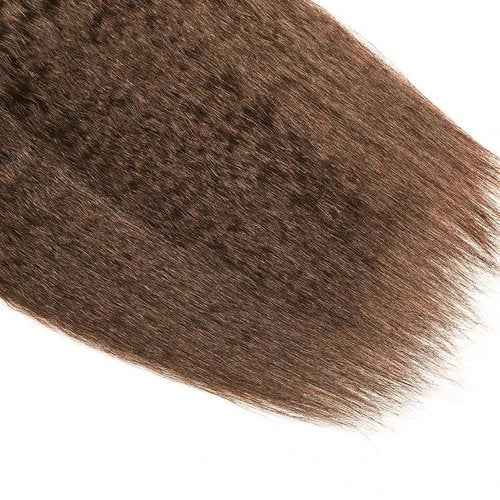 Condescension Bundles Human Hair 20 22 24" Inch Chocolate Brown Yaki Wave Human Hair Bundles Brazilian Virgin Remy Medium Brown Soft and Silky Hair Extensions