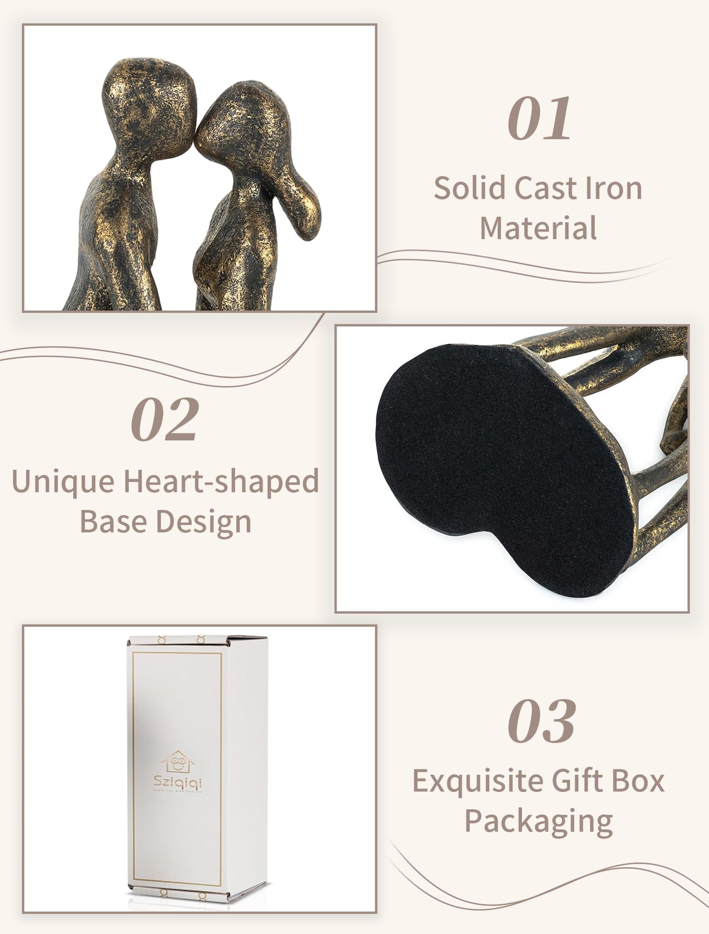 Sziqiqi 8th Anniversary Couple Gifts: 8 Year Anniversary Wedding Gifts for Him Her - 8th Wedding Gift for Husband Wife - Gift for Christmas Birthday Valentines Day Kissing Couple Figurines