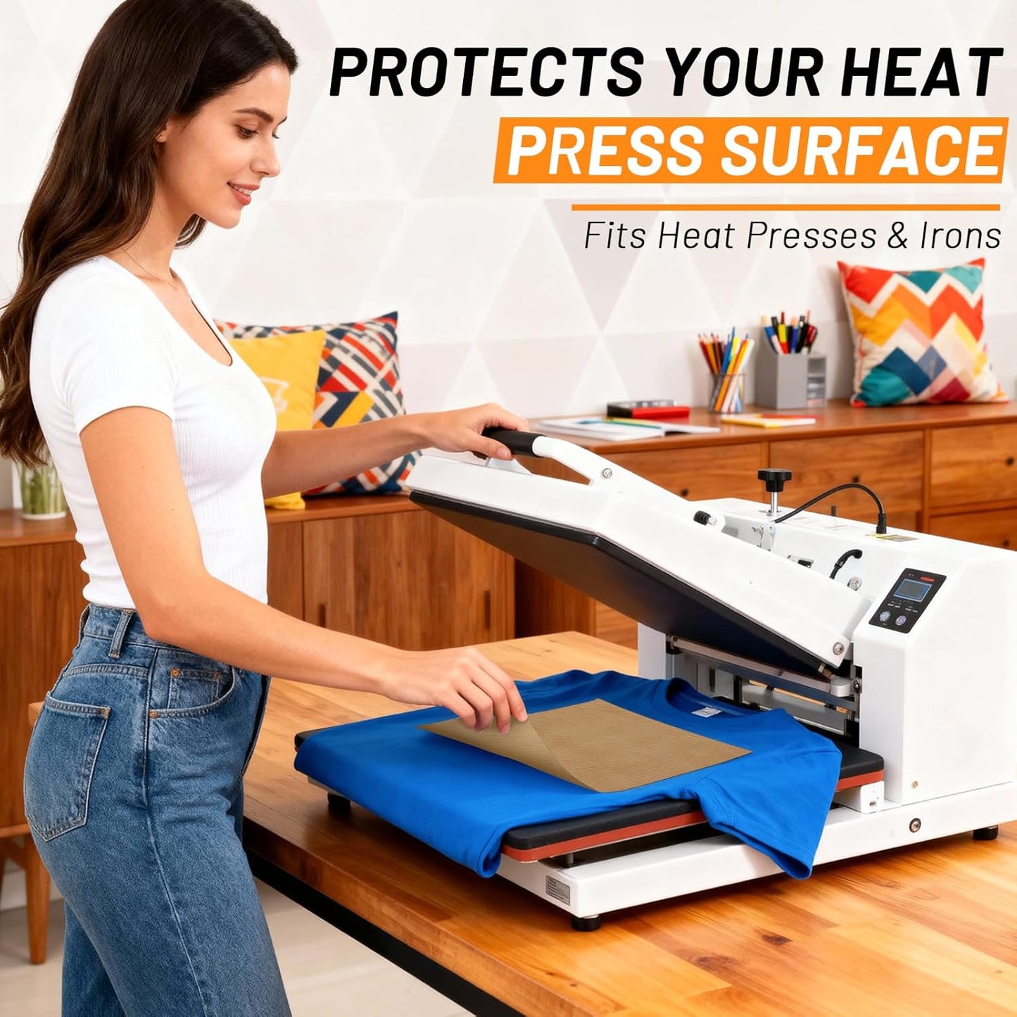 Svaldo Teflon Sheets for Heat Press, 3 Pack, 12x16 Heat Press Paper for T Shirts, Hat, Reusable Non Stick PTFE Teflon Sheet, Iron Transfer Paper for Sublimation Machine, Craft & Baking